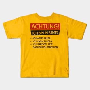 Achtung ich bin in rente (black) Kids T-Shirt